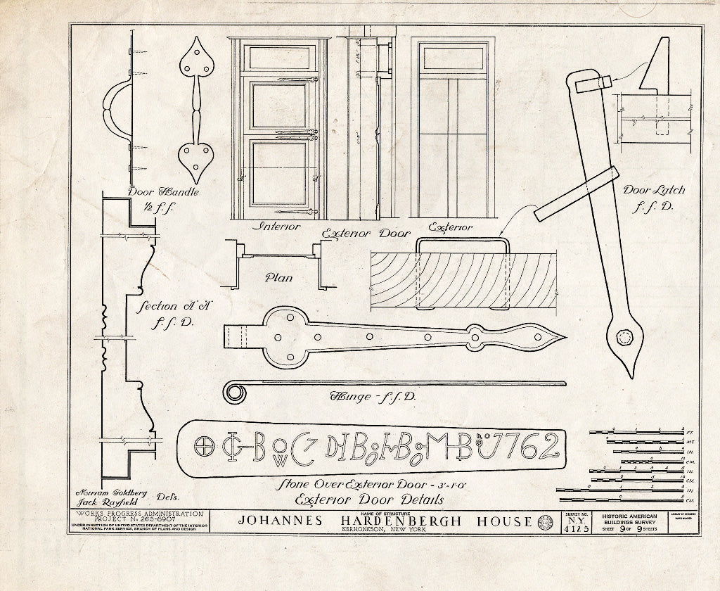 Blueprint HABS NY,56-KER,1- (Sheet 9 of 9) - Johannes Hardenbergh House, Kerhonkson, Ulster County, NY