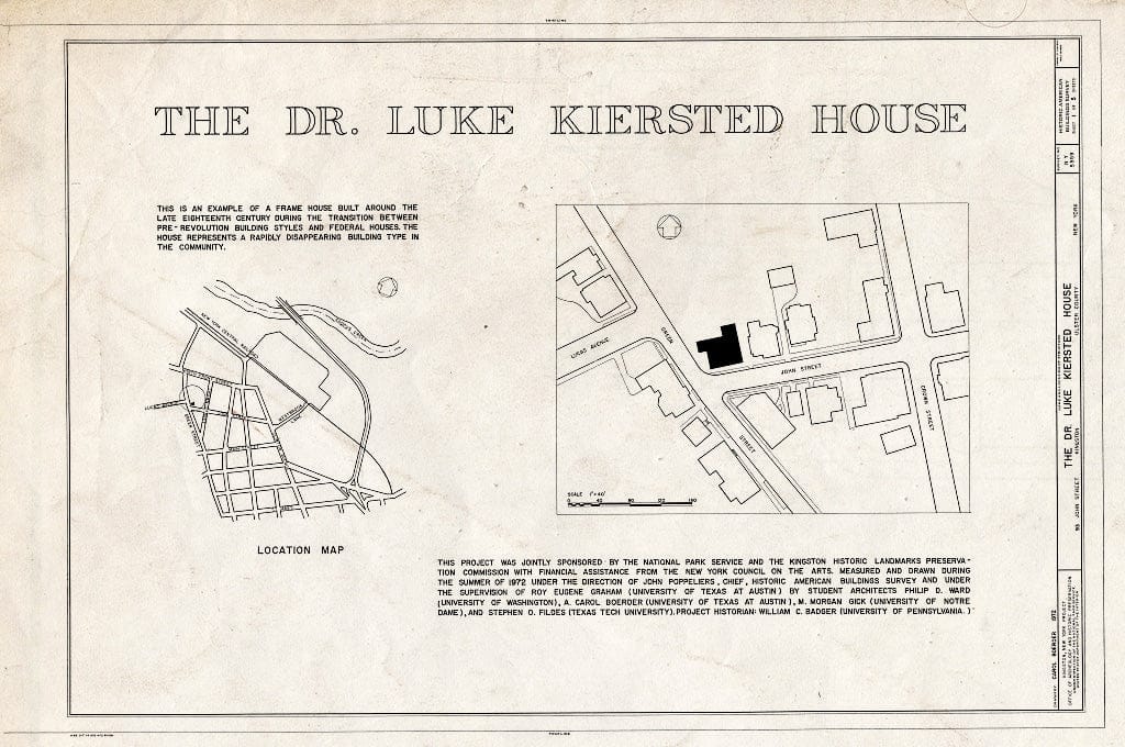 Blueprint HABS NY,56-King,14- (Sheet 1 of 5) - Dr. Luke Kiersted House, 93 John Street, Kingston, Ulster County, NY