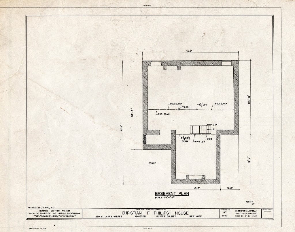 Blueprint HABS NY,56-King,18- (Sheet 2 of 9) - Christian F. Philips House, 120 Saint James Street, Kingston, Ulster County, NY