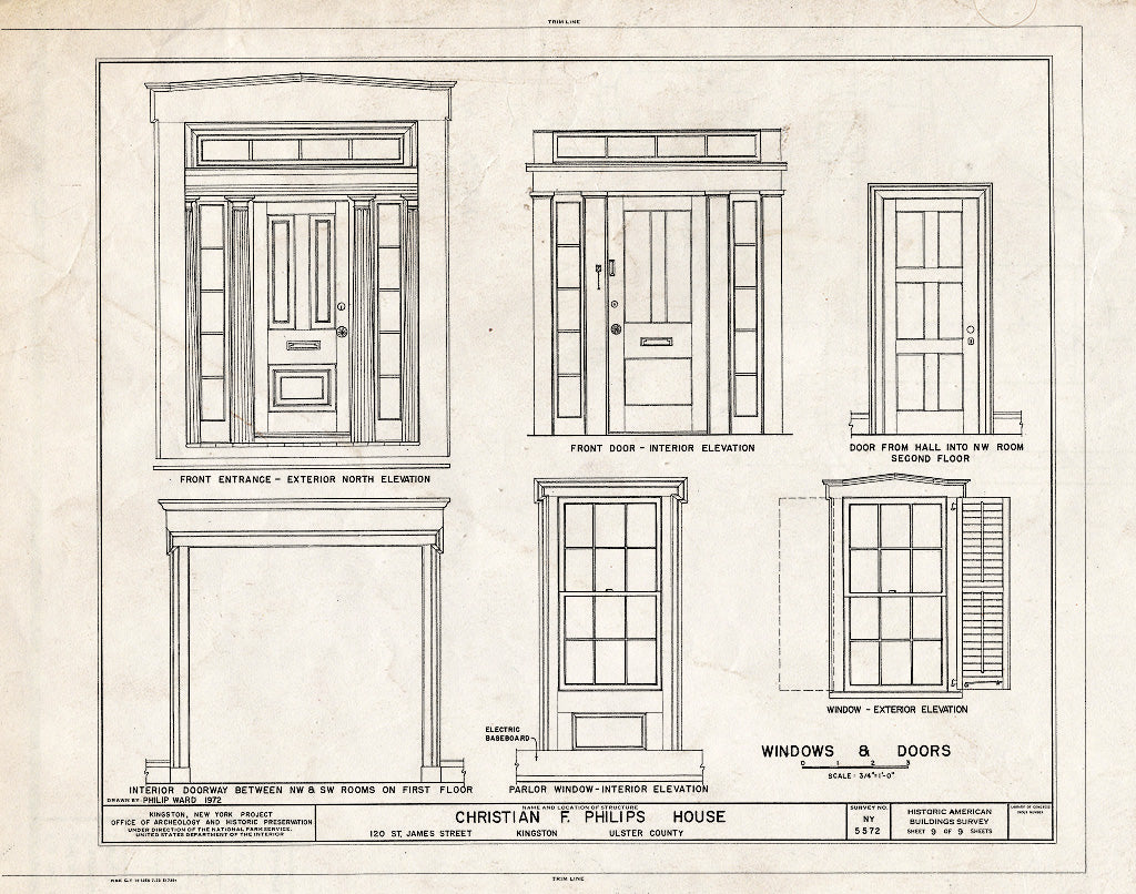 Blueprint HABS NY,56-King,18- (Sheet 9 of 9) - Christian F. Philips House, 120 Saint James Street, Kingston, Ulster County, NY