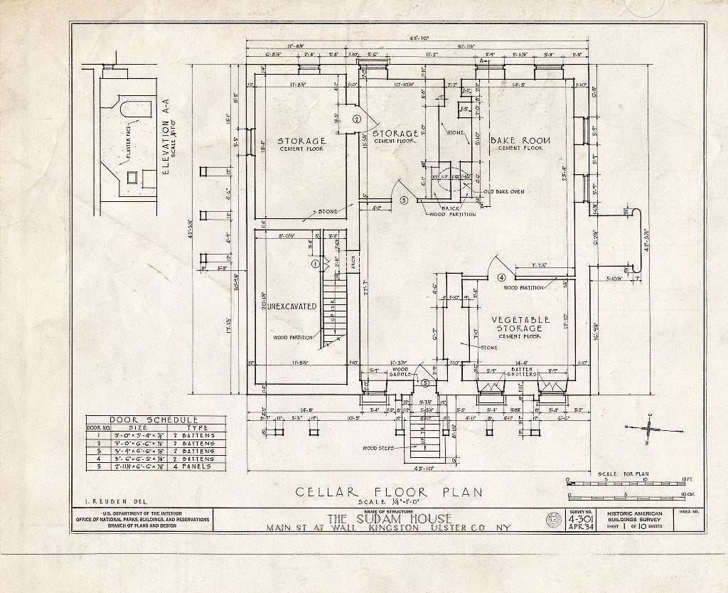 Blueprint HABS NY,56-King,4- (Sheet 1 of 10) - John Sudam House, Wall & Main Streets, Kingston, Ulster County, NY
