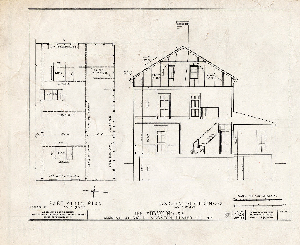 Blueprint HABS NY,56-King,4- (Sheet 4 of 10) - John Sudam House, Wall & Main Streets, Kingston, Ulster County, NY