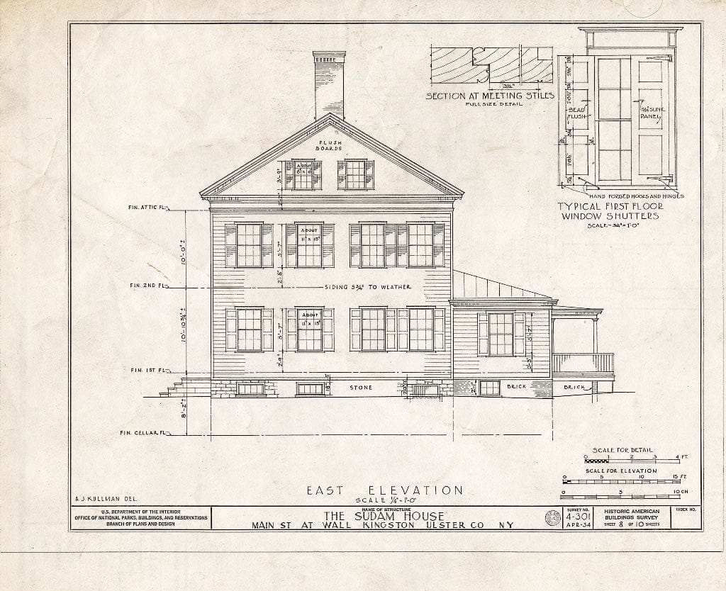 Blueprint HABS NY,56-King,4- (Sheet 8 of 10) - John Sudam House, Wall & Main Streets, Kingston, Ulster County, NY