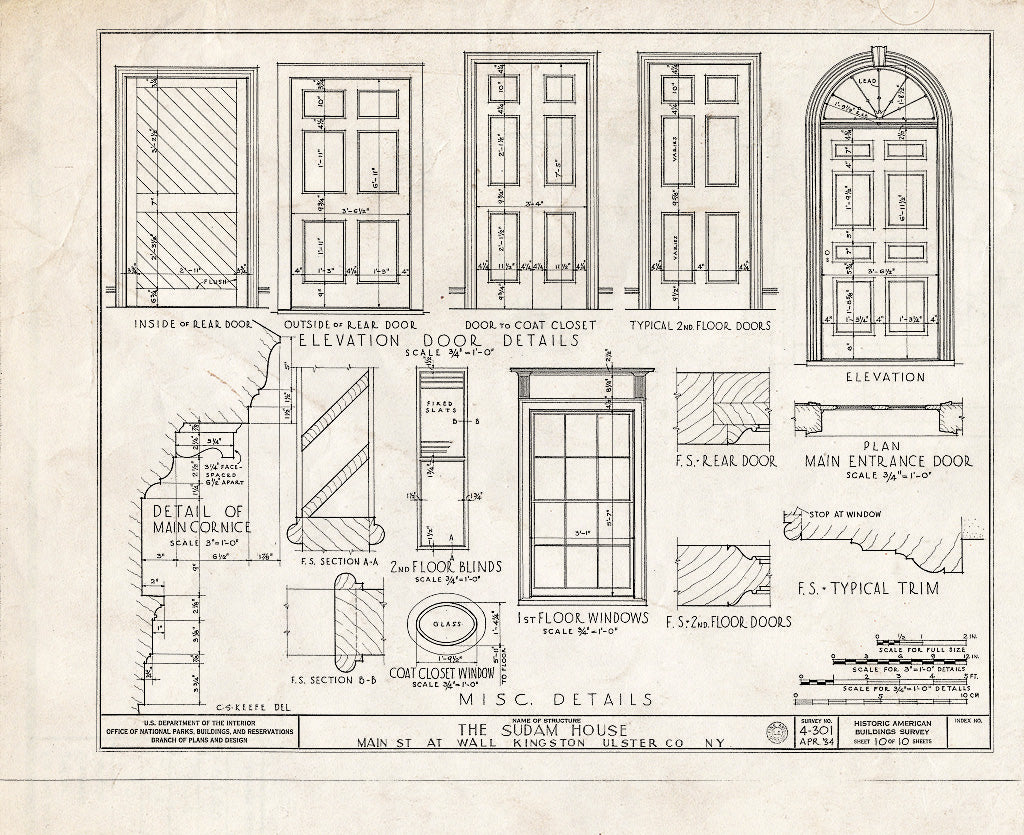 Blueprint HABS NY,56-King,4- (Sheet 10 of 10) - John Sudam House, Wall & Main Streets, Kingston, Ulster County, NY