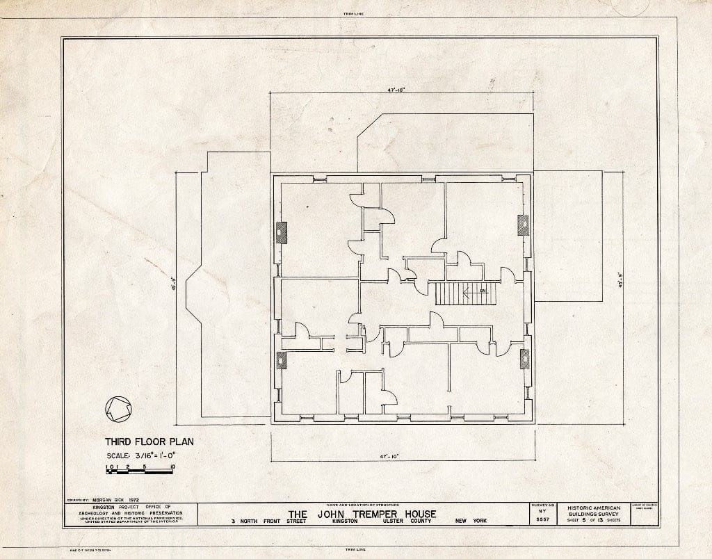 Blueprint HABS NY,56-King,12- (Sheet 5 of 13) - John Tremper House, 3 North Front Street, Kingston, Ulster County, NY