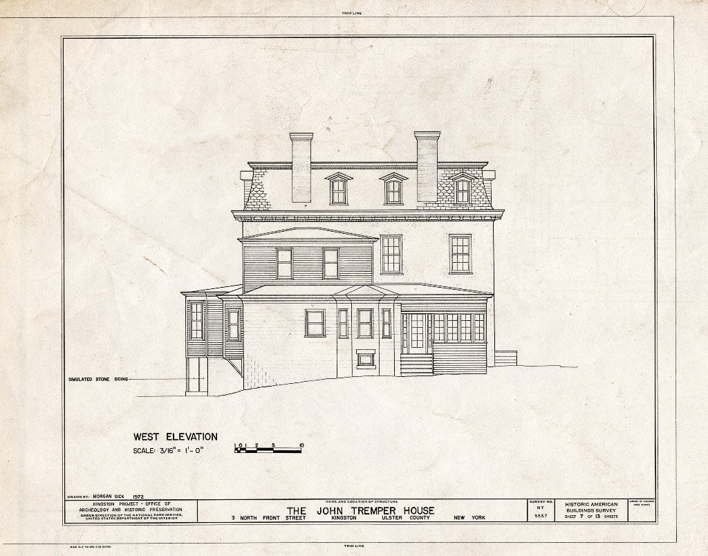 Blueprint HABS NY,56-King,12- (Sheet 7 of 13) - John Tremper House, 3 North Front Street, Kingston, Ulster County, NY