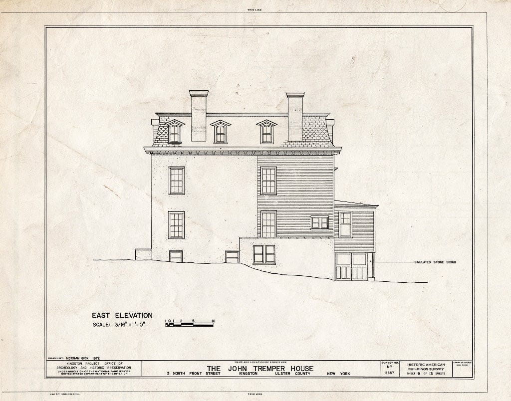 Blueprint HABS NY,56-King,12- (Sheet 9 of 13) - John Tremper House, 3 North Front Street, Kingston, Ulster County, NY