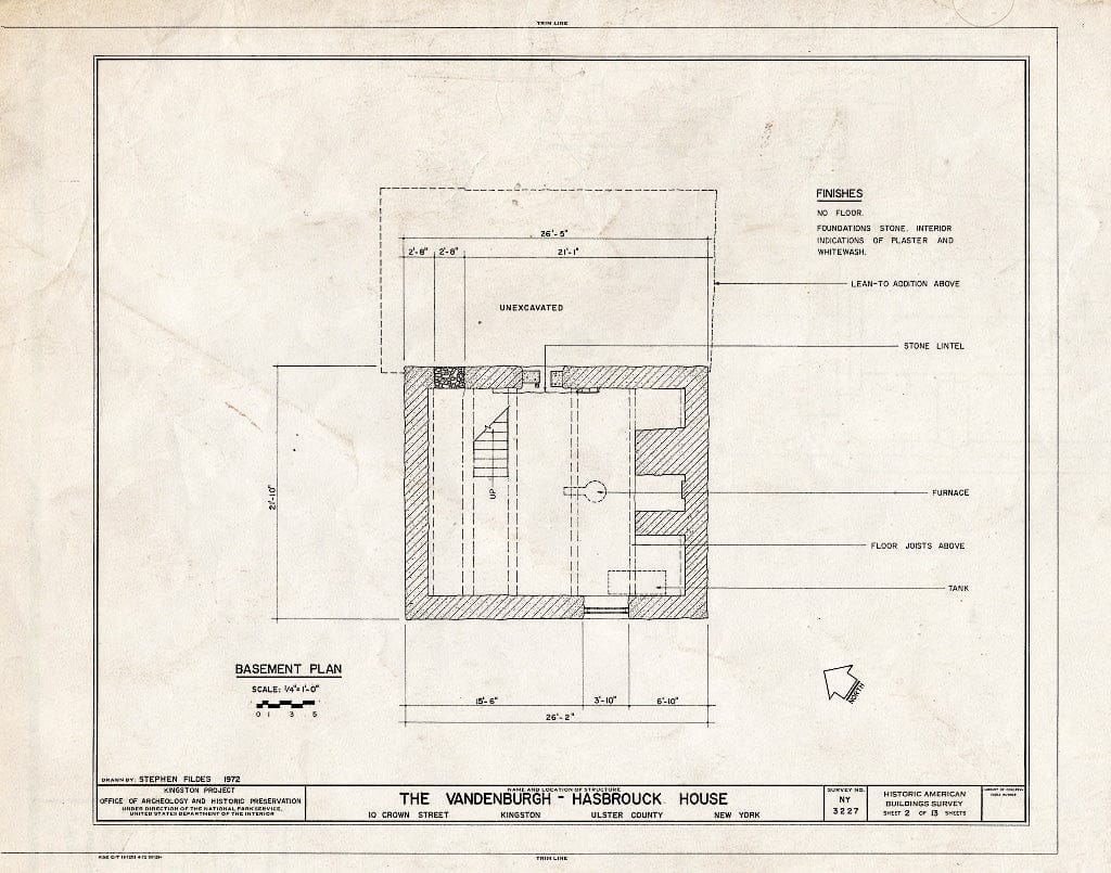 Blueprint HABS NY,56-King,8- (Sheet 2 of 13) - Vandenburgh-Hasbrouck House, 10 Crown Street, Kingston, Ulster County, NY