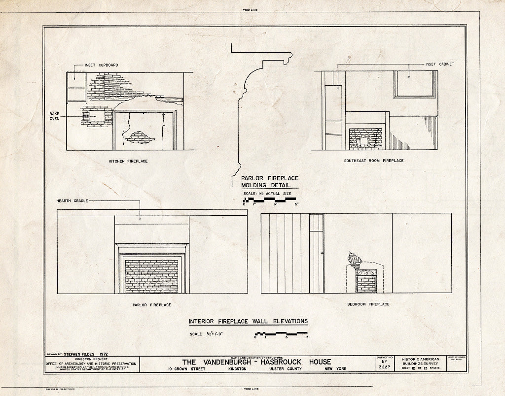 Blueprint HABS NY,56-King,8- (Sheet 12 of 13) - Vandenburgh-Hasbrouck House, 10 Crown Street, Kingston, Ulster County, NY