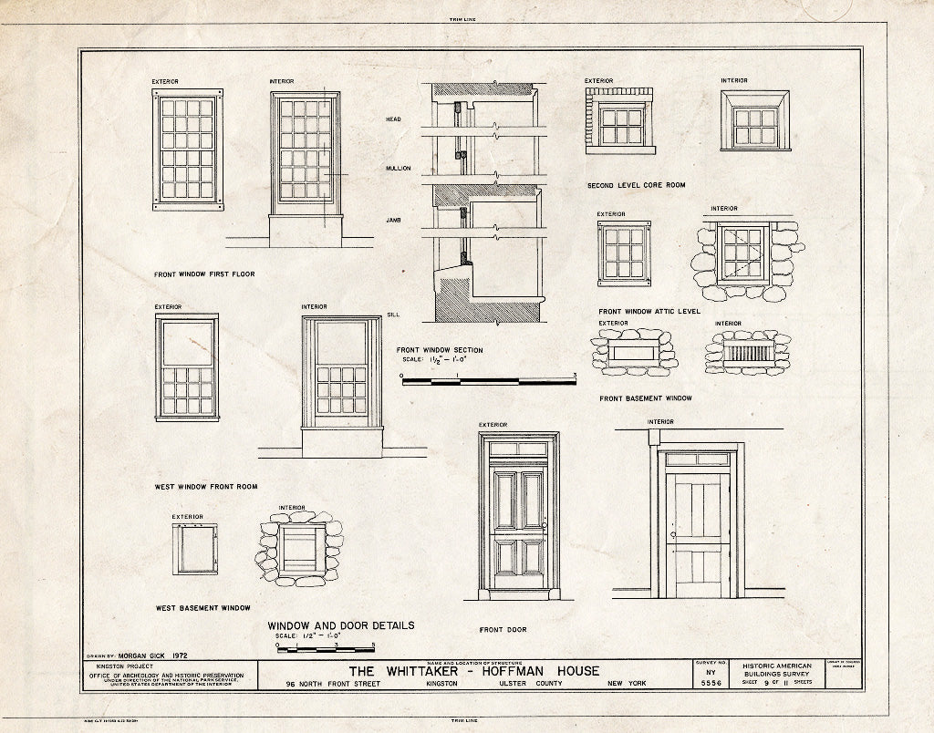 Blueprint HABS NY,56-King,11- (Sheet 9 of 11) - Whittaker-Hoffman House, North Front & Green Streets, Kingston, Ulster County, NY