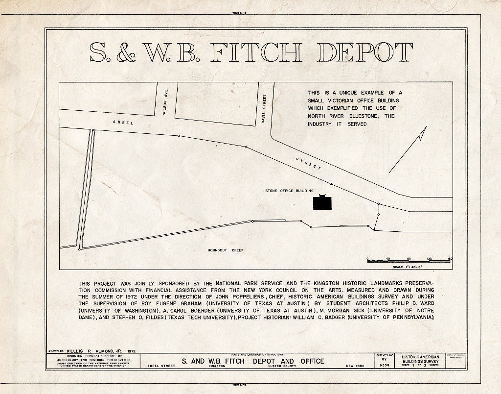 Blueprint HABS NY,56-King.V,9- (Sheet 1 of 3) - S. & W. B. Fitch Depot & Office Building, Abeel Street, Kingston, Ulster County, NY