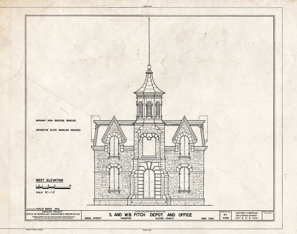Blueprint HABS NY,56-King.V,9- (Sheet 2 of 3) - S. & W. B. Fitch Depot & Office Building, Abeel Street, Kingston, Ulster County, NY