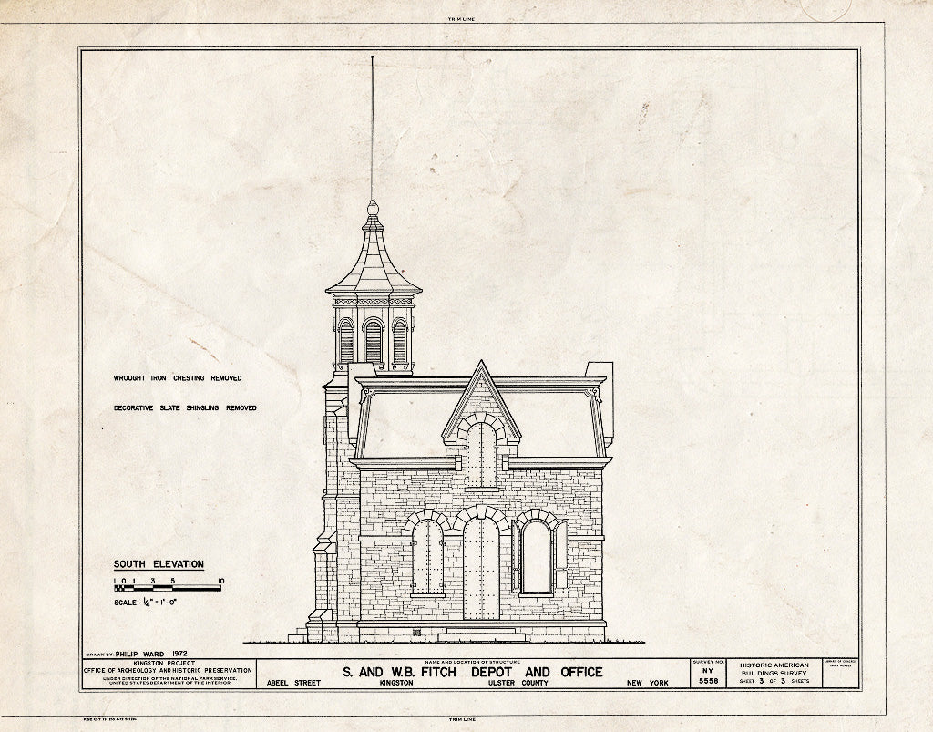 Blueprint HABS NY,56-King.V,9- (Sheet 3 of 3) - S. & W. B. Fitch Depot & Office Building, Abeel Street, Kingston, Ulster County, NY