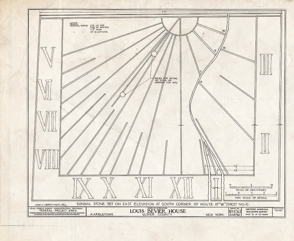 Blueprint HABS NY,56-MARB,1- (Sheet 9 of 10) - Louis Bevier House, State Route 213 Vicinity, Marbletown, Ulster County, NY