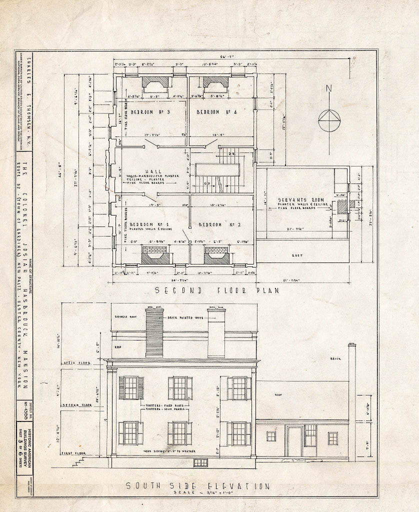 Blueprint HABS NY,56-NEWP.V,1- (Sheet 3 of 6) - Locust Lawn, State Route 32, New Paltz, Ulster County, NY