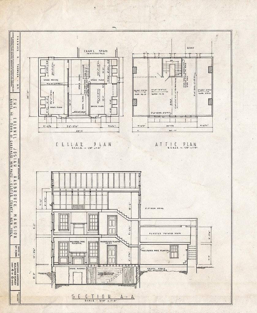 Blueprint HABS NY,56-NEWP.V,1- (Sheet 4 of 6) - Locust Lawn, State Route 32, New Paltz, Ulster County, NY