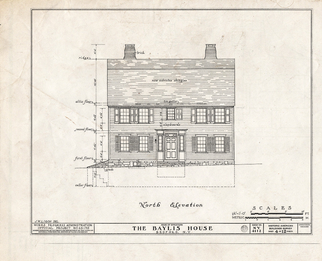 Blueprint HABS NY,60-Bed,3- (Sheet 4 of 12) - Baylis House, Bedford Green, Bedford, Westchester County, NY