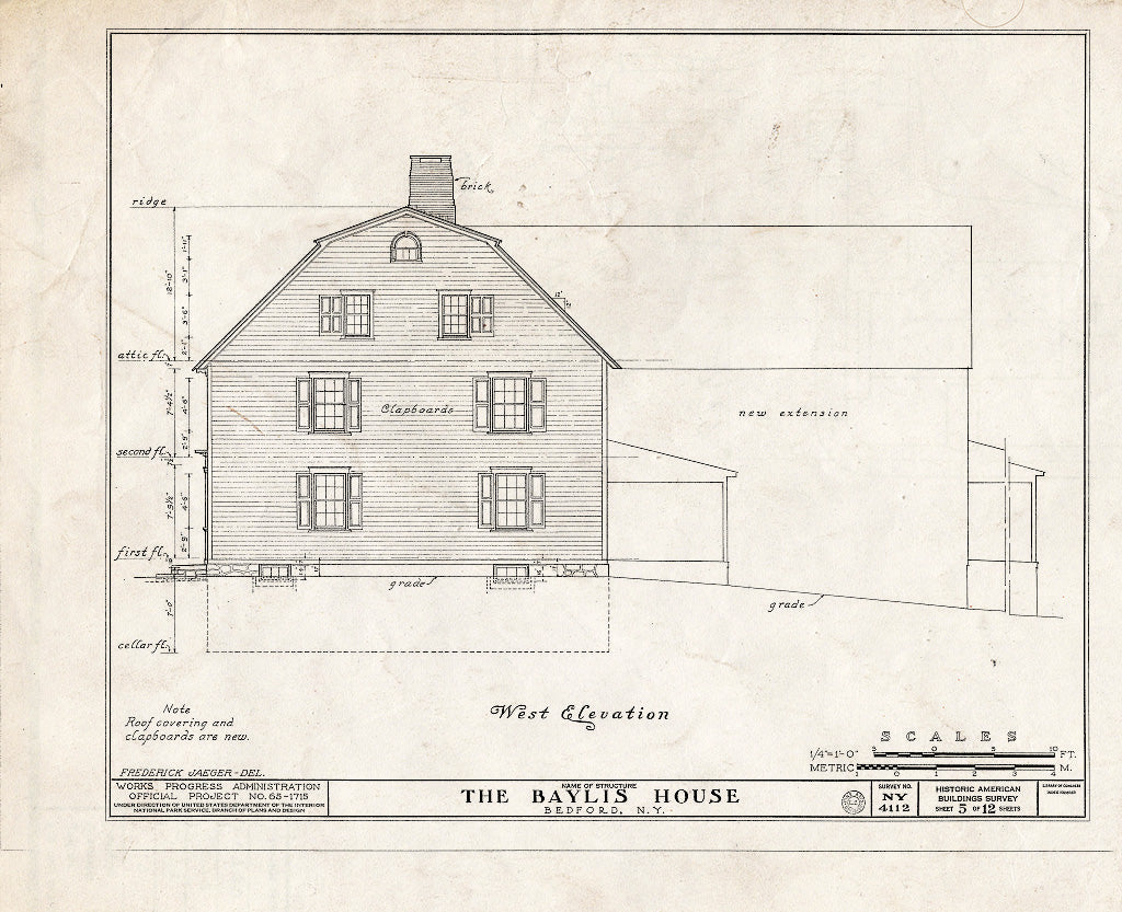 Blueprint HABS NY,60-Bed,3- (Sheet 5 of 12) - Baylis House, Bedford Green, Bedford, Westchester County, NY