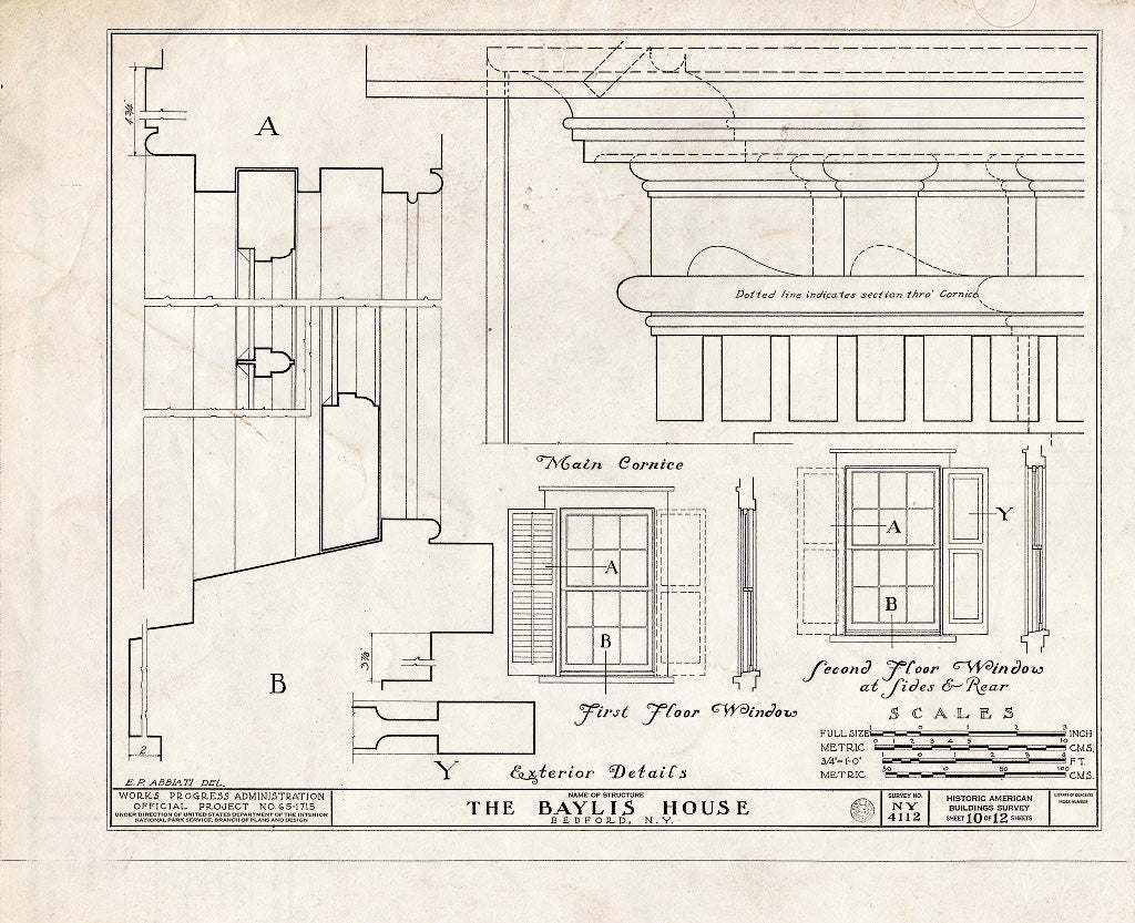 Blueprint HABS NY,60-Bed,3- (Sheet 10 of 12) - Baylis House, Bedford Green, Bedford, Westchester County, NY