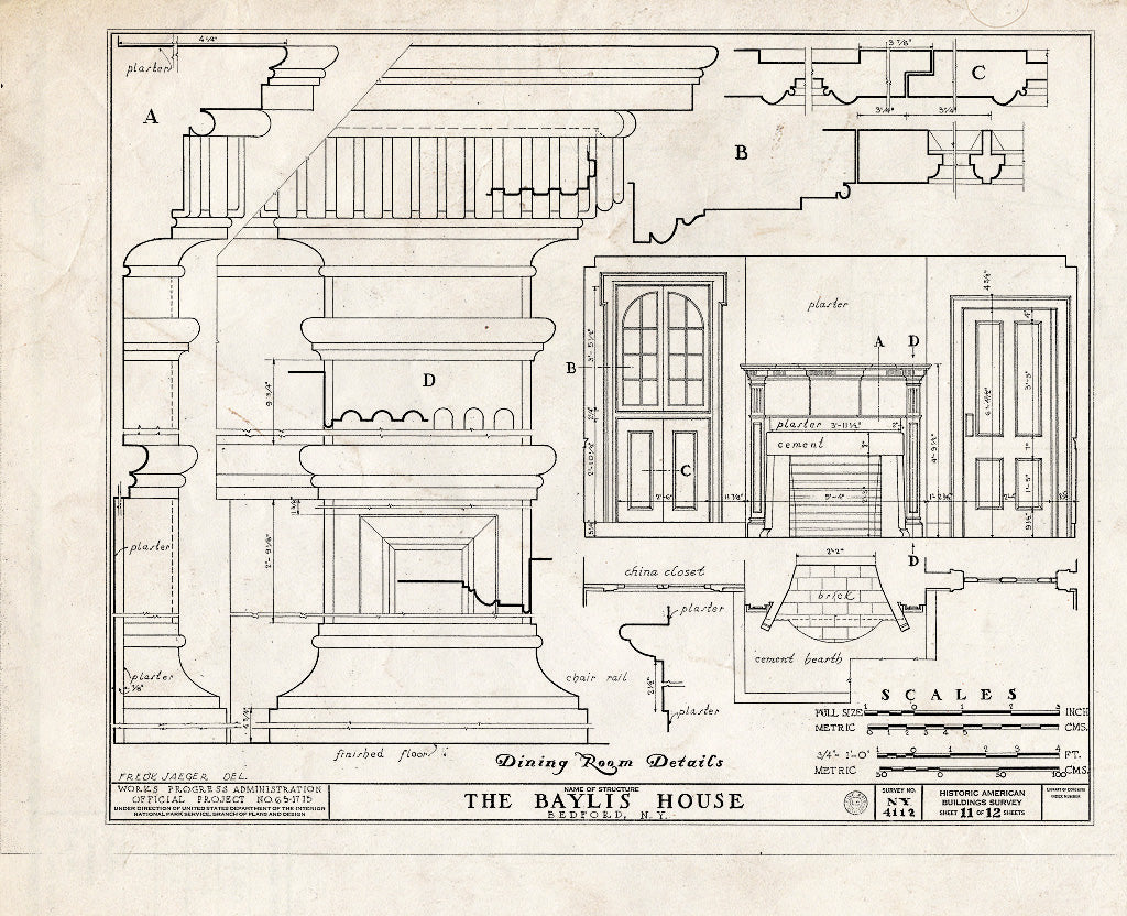Blueprint HABS NY,60-Bed,3- (Sheet 11 of 12) - Baylis House, Bedford Green, Bedford, Westchester County, NY