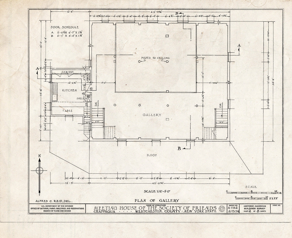 Blueprint HABS NY,60-CHAP.V,1- (Sheet 2 of 8) - Society of Friends Meetinghouse, Pine's Bridge Road, Chappaqua, Westchester County, NY