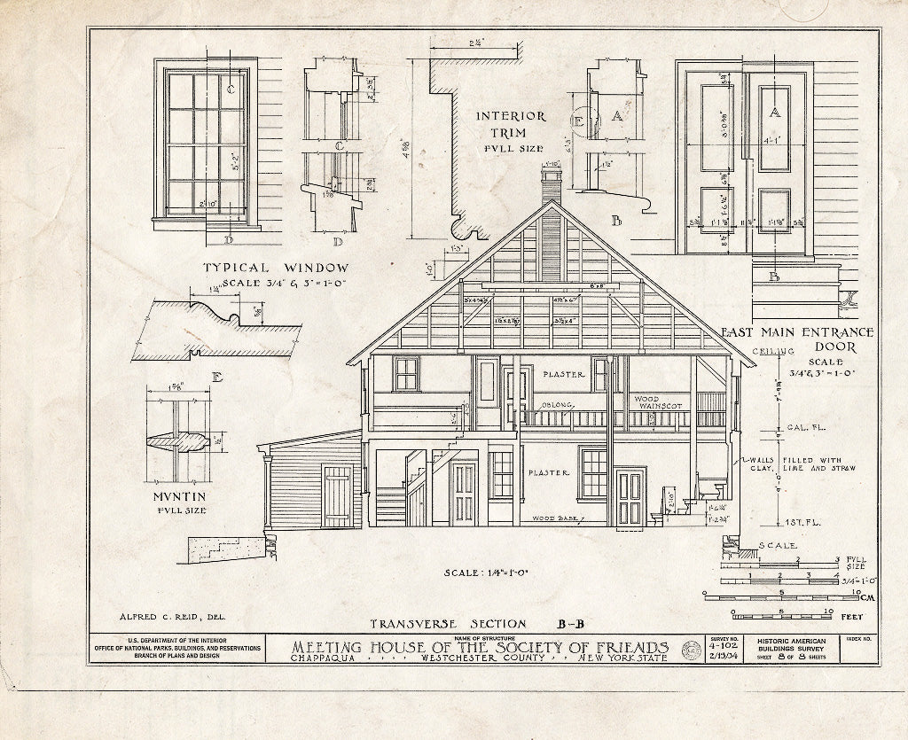 Blueprint HABS NY,60-CHAP.V,1- (Sheet 8 of 8) - Society of Friends Meetinghouse, Pine's Bridge Road, Chappaqua, Westchester County, NY