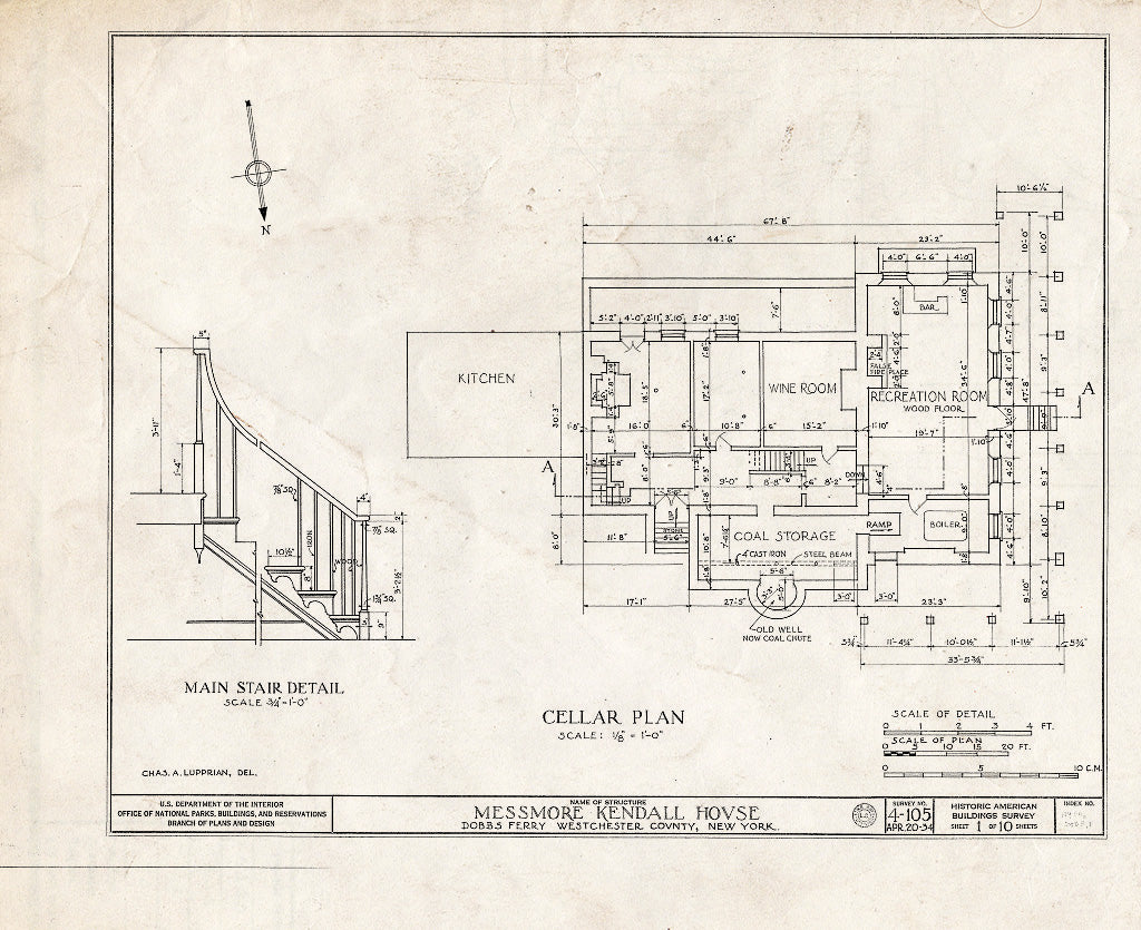 Blueprint HABS NY,60-DOBF,1- (Sheet 1 of 10) - Messmore Kendall House, Albany Post Road, Dobbs Ferry, Westchester County, NY