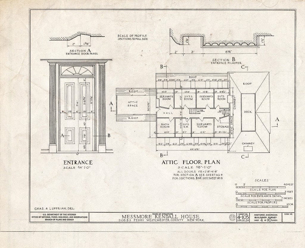 Blueprint HABS NY,60-DOBF,1- (Sheet 4 of 10) - Messmore Kendall House, Albany Post Road, Dobbs Ferry, Westchester County, NY