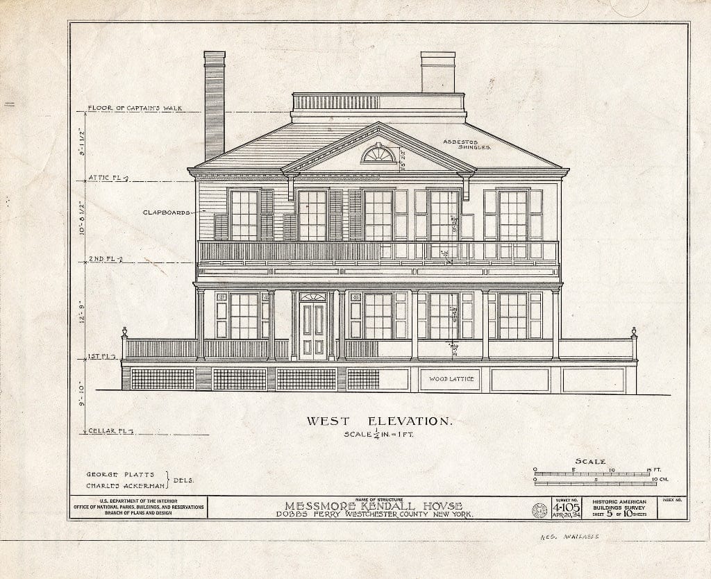 Blueprint HABS NY,60-DOBF,1- (Sheet 5 of 10) - Messmore Kendall House, Albany Post Road, Dobbs Ferry, Westchester County, NY