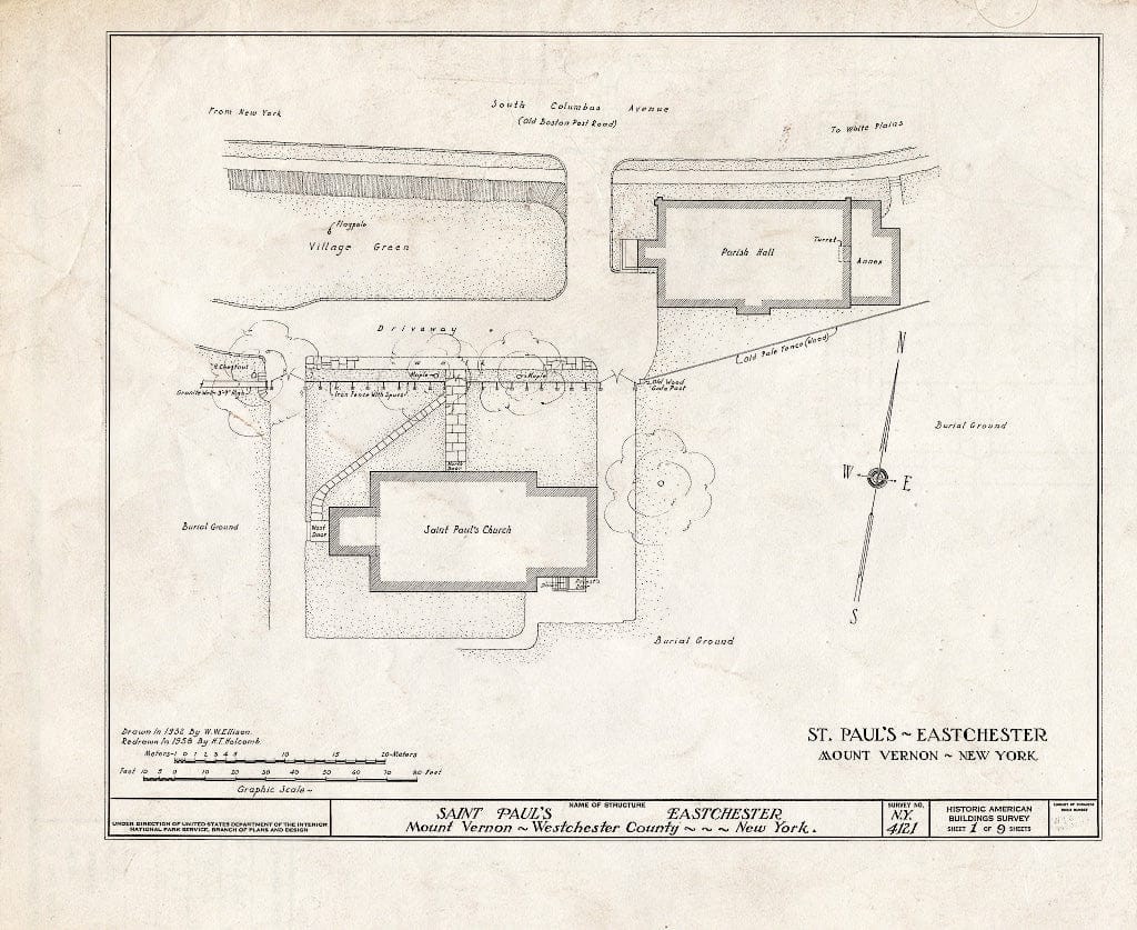 Blueprint HABS NY,60-MOUV,1- (Sheet 1 of 9) - St. Paul's Church, 897 South Columbus Avenue, Mount Vernon, Westchester County, NY