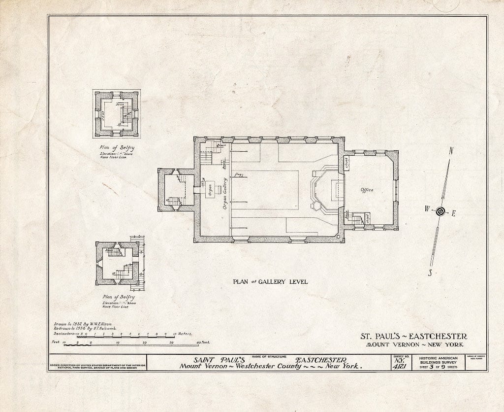 Blueprint HABS NY,60-MOUV,1- (Sheet 3 of 9) - St. Paul's Church, 897 South Columbus Avenue, Mount Vernon, Westchester County, NY