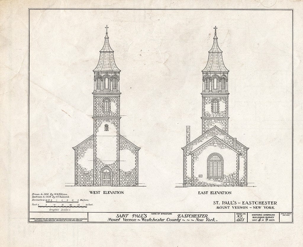 Blueprint HABS NY,60-MOUV,1- (Sheet 4 of 9) - St. Paul's Church, 897 South Columbus Avenue, Mount Vernon, Westchester County, NY