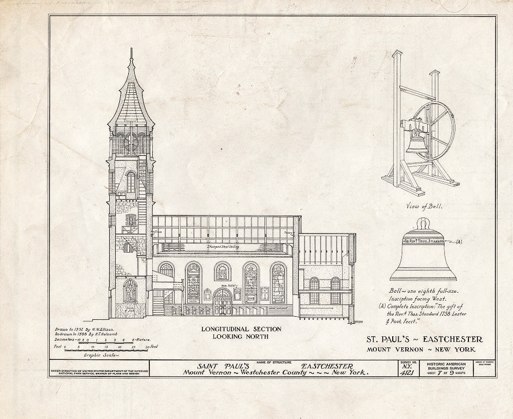 Blueprint HABS NY,60-MOUV,1- (Sheet 7 of 9) - St. Paul's Church, 897 South Columbus Avenue, Mount Vernon, Westchester County, NY