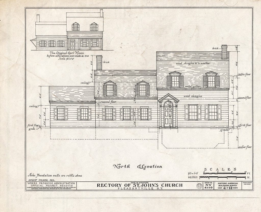 Blueprint HABS NY,60-PLEAV,3- (Sheet 4 of 12) - St. John's Church, Rectory, Bedford Road, Pleasantville, Westchester County, NY