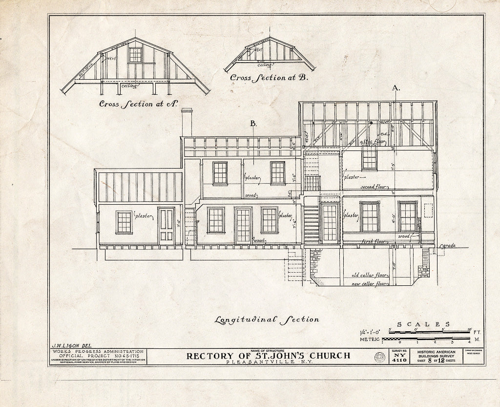 Blueprint HABS NY,60-PLEAV,3- (Sheet 8 of 12) - St. John's Church, Rectory, Bedford Road, Pleasantville, Westchester County, NY