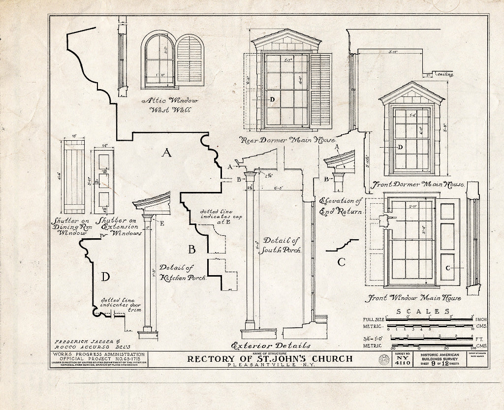 Blueprint HABS NY,60-PLEAV,3- (Sheet 9 of 12) - St. John's Church, Rectory, Bedford Road, Pleasantville, Westchester County, NY
