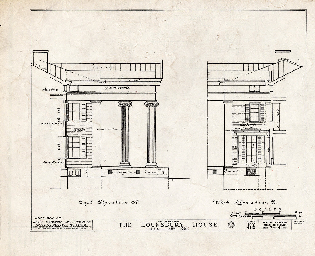 Blueprint HABS NY,60-RY,1- (Sheet 7 of 14) - Parsons-Lounsbury House, Boston Post Road, Rye, Westchester County, NY