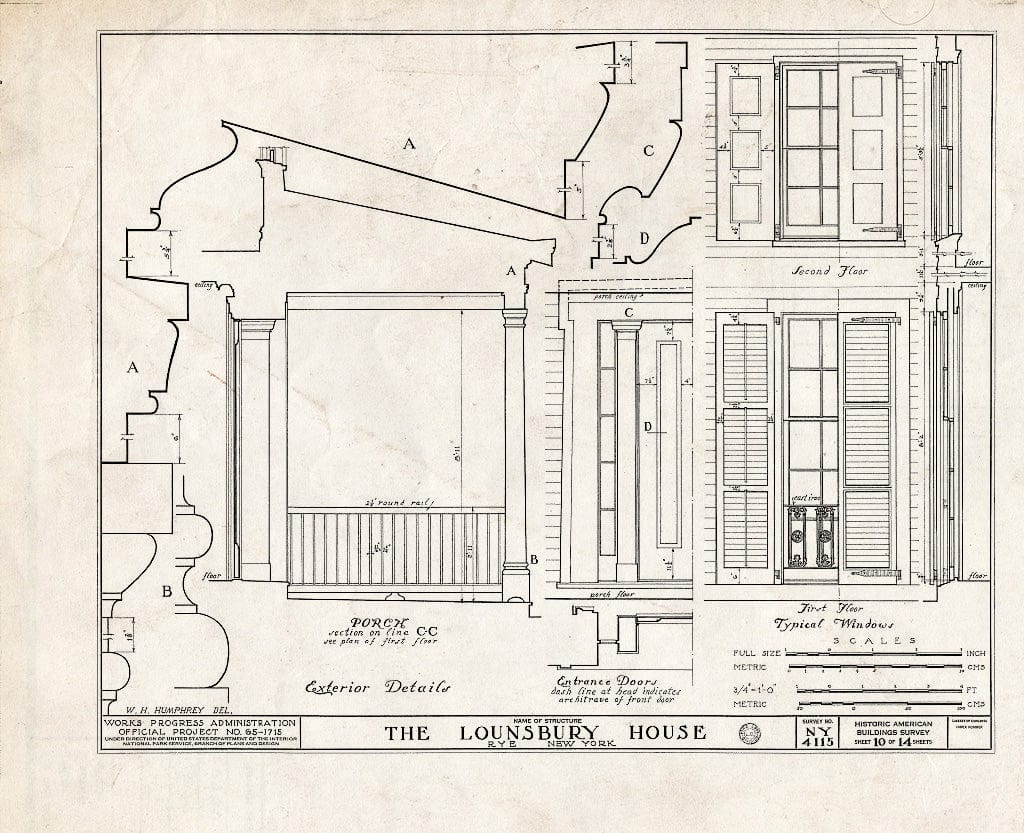 Blueprint HABS NY,60-RY,1- (Sheet 10 of 14) - Parsons-Lounsbury House, Boston Post Road, Rye, Westchester County, NY