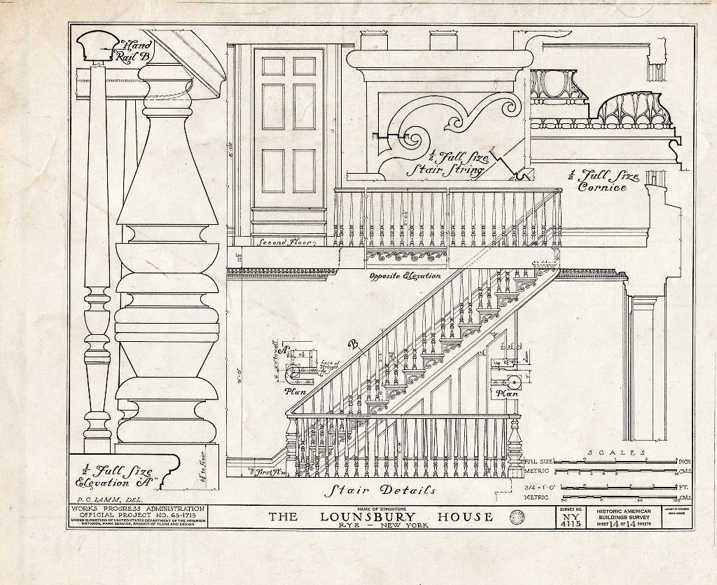 Blueprint HABS NY,60-RY,1- (Sheet 14 of 14) - Parsons-Lounsbury House, Boston Post Road, Rye, Westchester County, NY