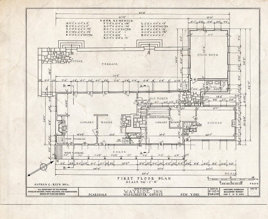 Blueprint HABS NY,60-Scard,2- (Sheet 1 of 6) - Wayside Inn, Post Road & Wayside Lane, Scarsdale, Westchester County, NY
