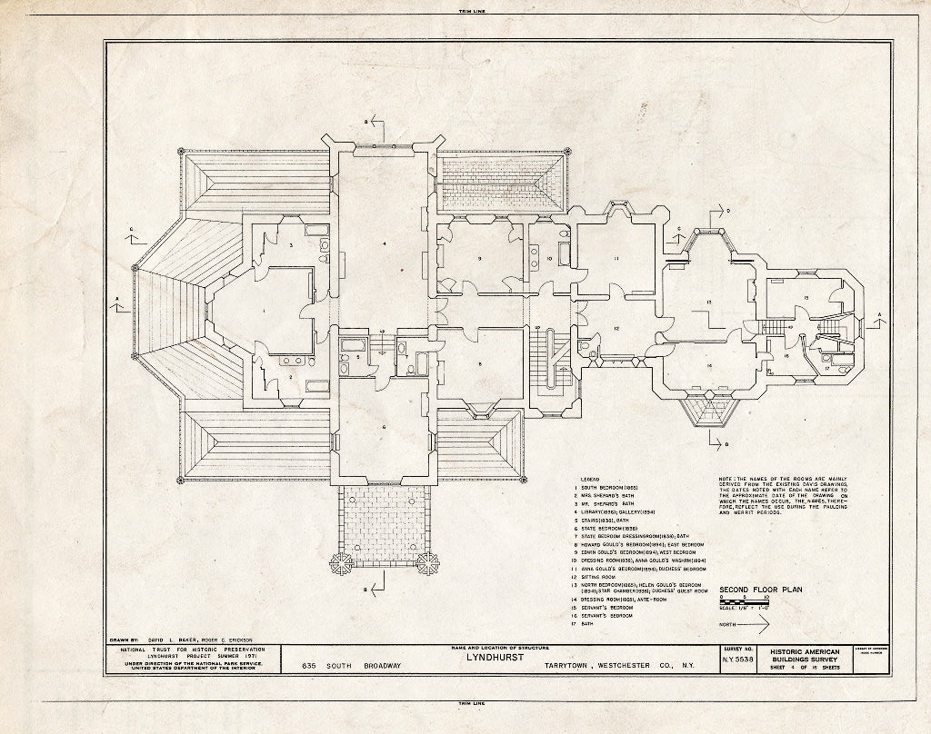 Blueprint HABS NY,60-TARY,1A- (Sheet 4 of 16) - Lyndhurst, Main House, 635 South Broadway, Tarrytown, Westchester County, NY