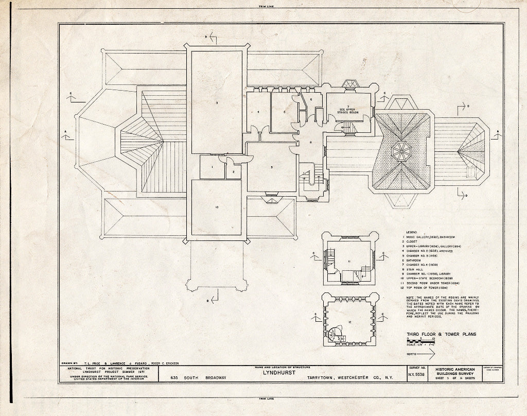 Blueprint HABS NY,60-TARY,1A- (Sheet 5 of 16) - Lyndhurst, Main House, 635 South Broadway, Tarrytown, Westchester County, NY