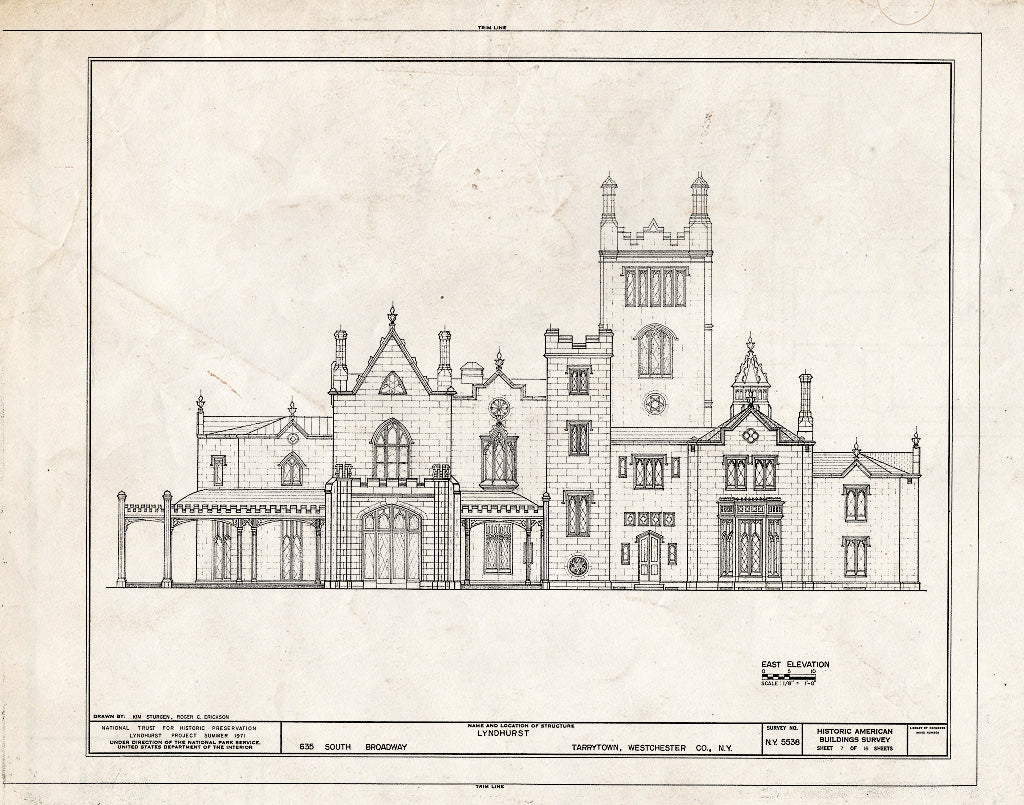 Blueprint HABS NY,60-TARY,1A- (Sheet 7 of 16) - Lyndhurst, Main House, 635 South Broadway, Tarrytown, Westchester County, NY