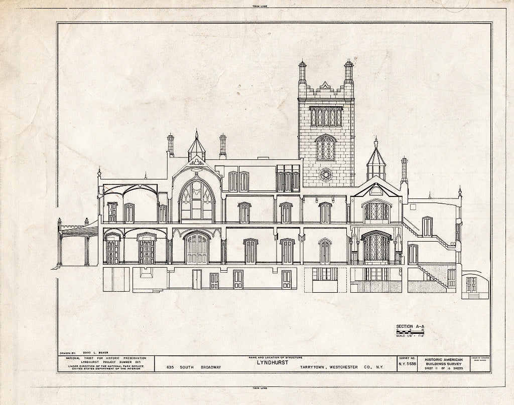 Blueprint HABS NY,60-TARY,1A- (Sheet 11 of 16) - Lyndhurst, Main House, 635 South Broadway, Tarrytown, Westchester County, NY