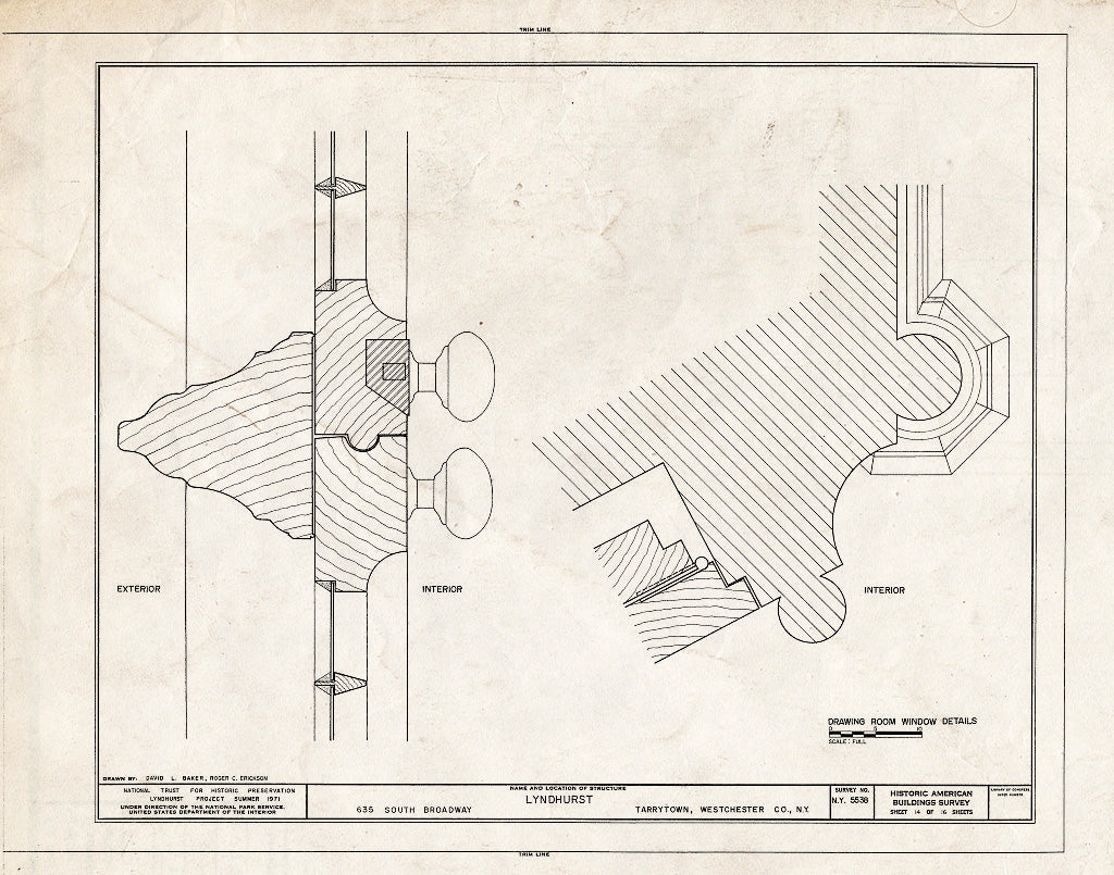 Blueprint HABS NY,60-TARY,1A- (Sheet 14 of 16) - Lyndhurst, Main House, 635 South Broadway, Tarrytown, Westchester County, NY