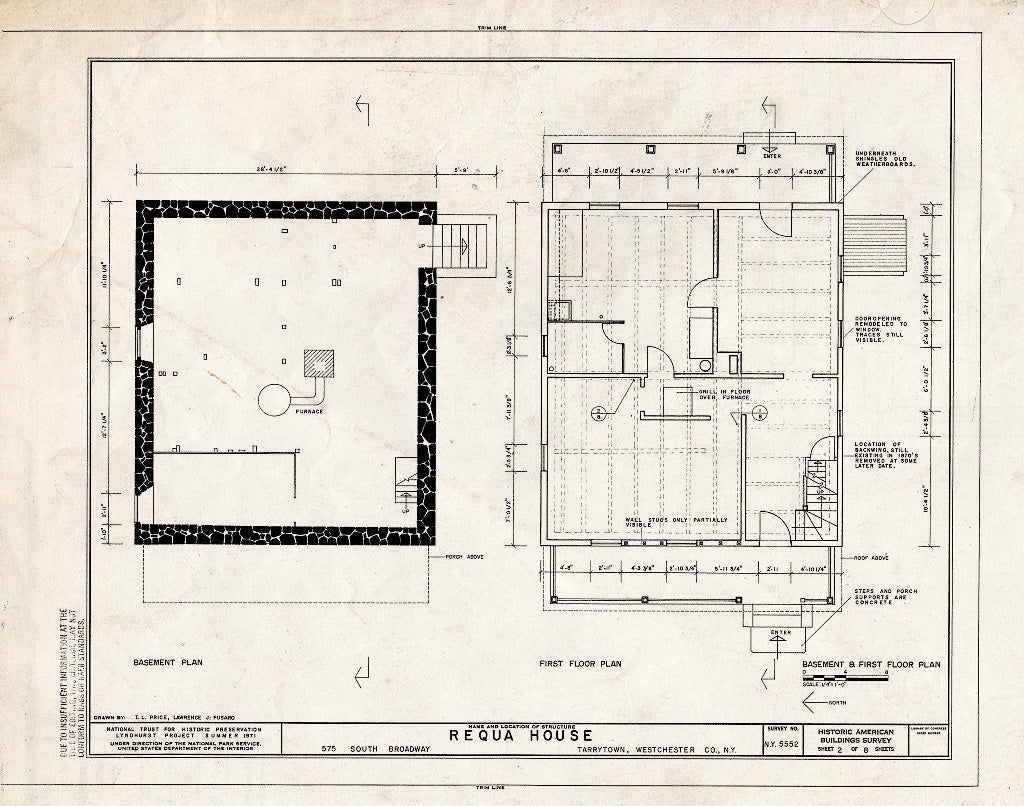 Blueprint HABS NY,60-TARY,3- (Sheet 2 of 8) - Requa House, 575 South Broadway, Tarrytown, Westchester County, NY