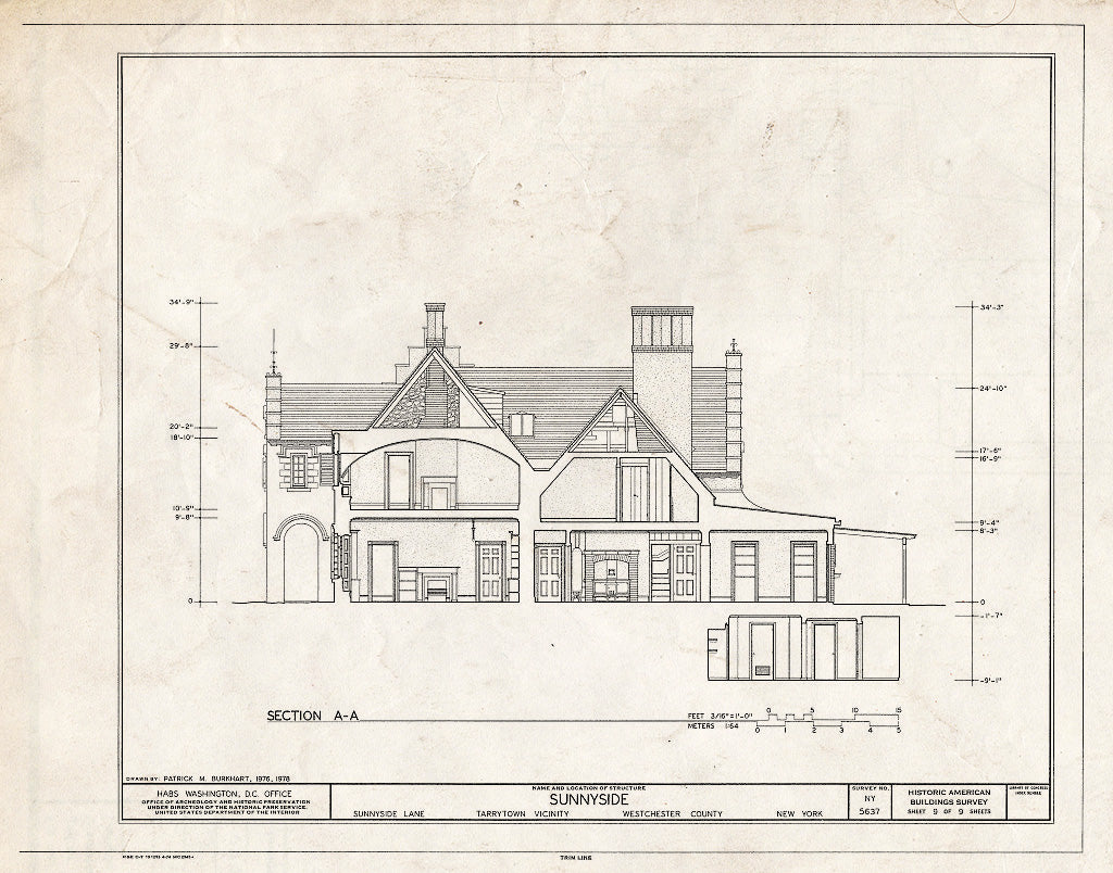 Blueprint HABS NY,60-TARY.V,1- (Sheet 9 of 9) - Sunnyside, U.S. Route 9, Tarrytown, Westchester County, NY