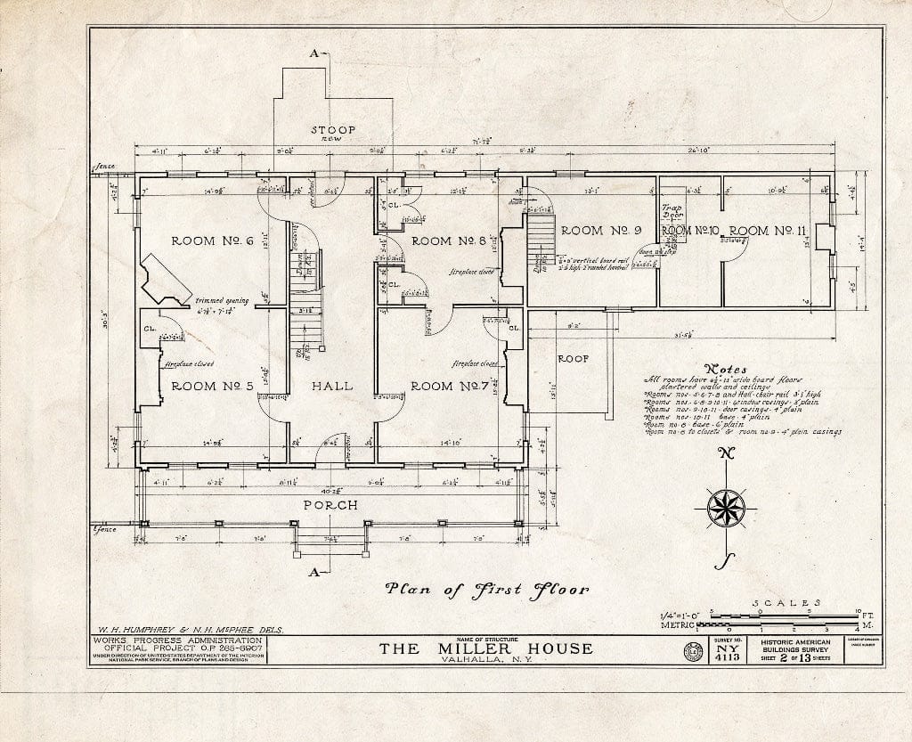 Blueprint HABS NY,60-VAL.V,1- (Sheet 2 of 13) - Elijah Miller House, West Lake Drive, Valhalla, Westchester County, NY