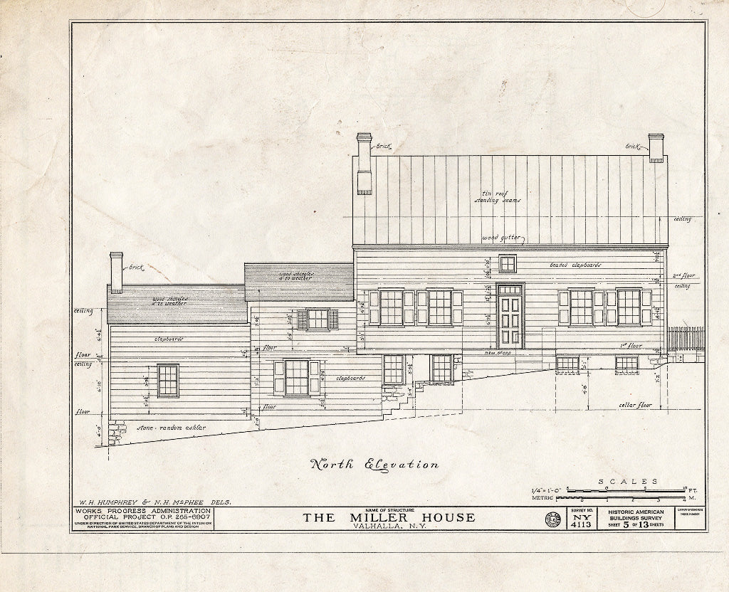 Blueprint HABS NY,60-VAL.V,1- (Sheet 5 of 13) - Elijah Miller House, West Lake Drive, Valhalla, Westchester County, NY