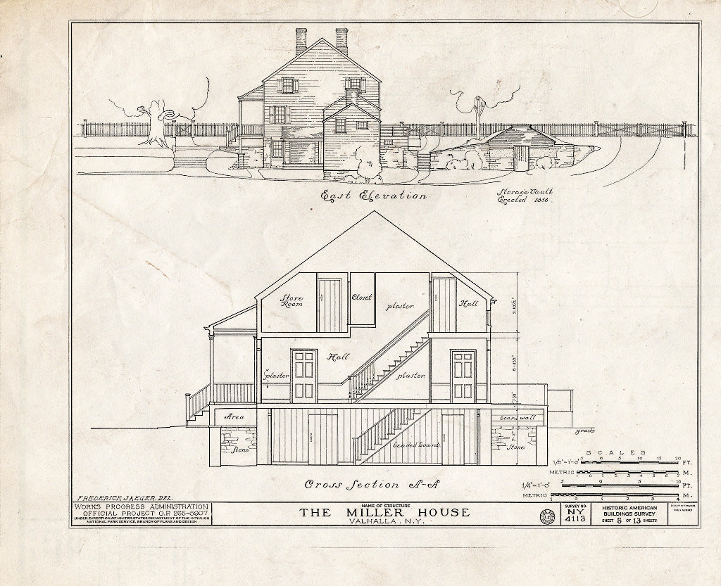 Blueprint HABS NY,60-VAL.V,1- (Sheet 8 of 13) - Elijah Miller House, West Lake Drive, Valhalla, Westchester County, NY